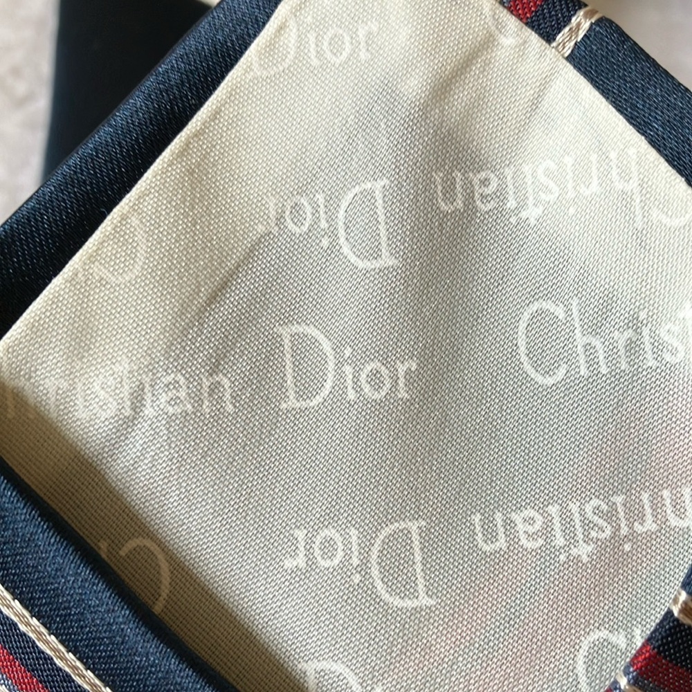 Christian Dior: Classic Navy Striped Tie- Made in USA - Picture 2 of 16